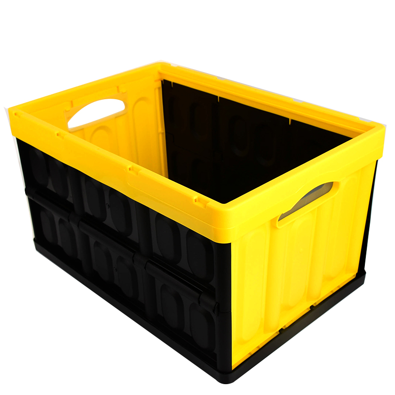黑格子折疊收納箱, 黃色, large