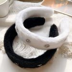 【Gulicc】古莉可 髮箍 小香風水鑽絨毛寬版髮箍, , large
