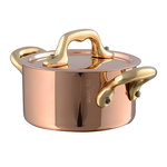 MAUVIEL-M&rsquo;MINIS Copper Double-Handled Stockpot (with Lid) Gold Handle - 9cm, , large