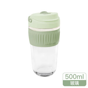 樂扣清新手提耐熱玻璃隨行杯500ml-青草綠