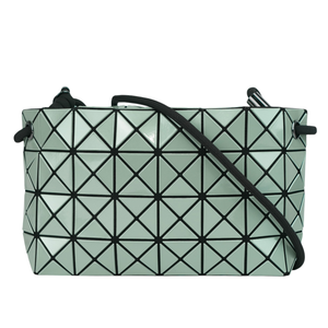 ISSEY MIYAKE Loop Metallic 金屬光澤拉鍊肩背/斜背包/灰綠色