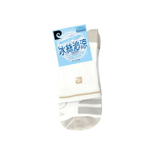 皮爾卡登條紋涼感休閒襪-白色
