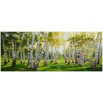 【御畫房】榮白樺林之春 國家一級畫師手繪油畫60×120cm(VF-59), , large