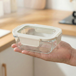 高硼矽玻璃保鮮盒 【170ml~1050ml】 鋼化玻璃蓋 可微波 不卡油 好清洗 透明可視 密封防漏 便當盒 玻璃碗, , large