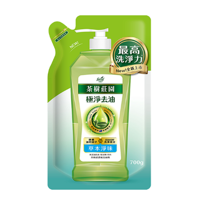 [箱購]茶樹莊園茶樹超濃縮洗碗精補充包-草本淨味700g克 x 12PC包