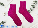 【RUNWAY】《RUNWAY SOCKS》Japanese Style Trendy Short Socks &ndash; Double Cylinder 1/2 Crew Socks with Heart Jacquard Design &ndash; Casual & Sporty &ndash; Pink &ndash; Women&rsquo;s &ndash; 1 Pair, , large