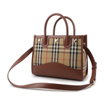BURBERRY Title 格紋帆布及小牛皮小款手提/斜背二用包/棕褐色, , large