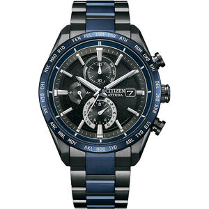 CITIZEN 星辰 湛藍星空 限量 鈦金屬光動能電波萬年曆手錶 AT8187-75E