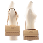 Tory Burch Fleming 縫線翻蓋流蘇二用包/沙色, , large