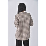 (L) uniqlo棉質格紋棕色長袖上衣二手衣, , large