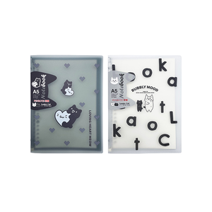 Looka Cat A5 20-Hole Loose-Leaf Notebook-White