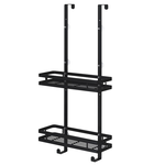 【SV6056】雙層 不銹鋼烤漆多功能浴室置物架 門後掛架 免打孔分層掛籃 廚房置物架 洗浴用品收納架, , large