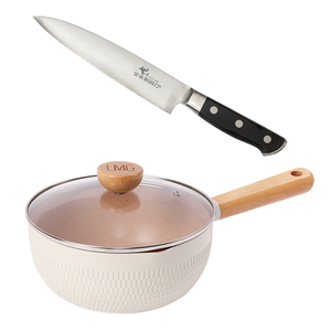 【金永利鋼刀】電木系列尖水果刀15cm(E3)+LMG錘紋不沾雪平鍋/附蓋 22cm