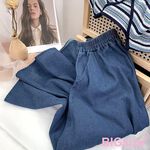 大尺碼-日系垂感 牛仔中長裙-藍-0106023, , large