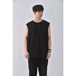 (XL) 【范姜彥豐私服】decathlon男裝運動棉質無袖背心黑色上衣二手衣, , large