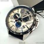 [星晴錶業]新品牌手錶,44mm,AV52669鈦金色錶面銀錶殼深黑色真皮皮革錶帶款, , large