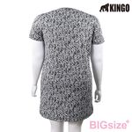 KINGO-大尺碼-V領 吸排 休閒洋裝-漂白-414803, , large