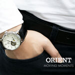 ORIENT 東方錶 Sun & Moon 系列 小鏤空日月相機械錶-銀x黑/42mm RA-AS0011S, , large