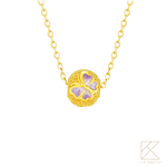 【TLH】黃金墜轉運珠項鍊 純金999 多選 花蝶錦繡 約重0.15錢&plusmn;0.03 (顏色隨機), , large