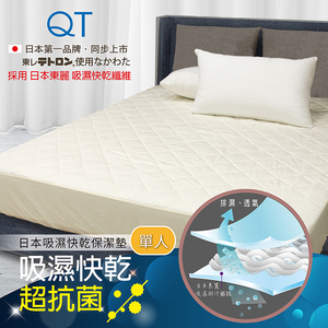 【多利寶寢具】FITNESS_日本吸溼快乾保潔墊-單人