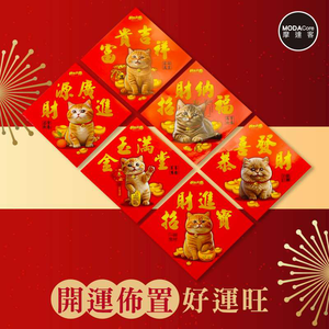 摩達客◉春節開運招財◉萌貓招財新年開運斗方春聯(12入一組/6款2入)