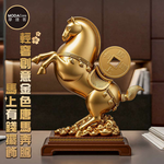摩達客◉開運招財◉輕奢創意金色唐馬奔騰馬上有錢擺飾禮盒裝_客廳玄關臥室好風水好運勢, , large
