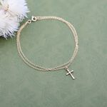 【Angel & Me】簡約 水滴 十字架 14KGF 包金手鍊 腳鍊 生日禮物, , large