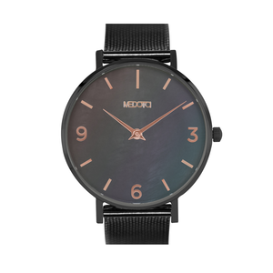 [MEDOTA] CERES Series natural mother-of-pearl ladies watch-Black / ES-12702 stainless steel strap
