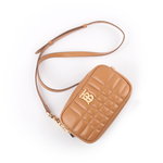 BURBERRY Lola 縫線小羊皮迷你相機包/楓木棕色, , large