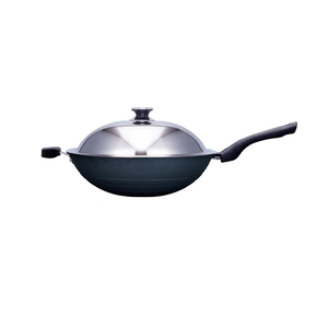 PEARL HORSE Enamel Wok with Lid – 36cm, Single Handle – JA-A-012-036