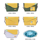 【seisei】遛遛包/斜背+托特二包合一_再生寶特瓶環保防水布/黃配綠, , large