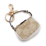 COACH Mini Nolita 手提包造型吊飾/鑰匙圈/淺卡其/白色, , large