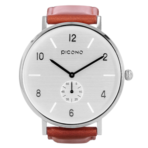 Classic metal collection brown quick release leather strap watch-Silver / CE-90024