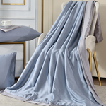 【Betrise】Sunlight Blue/Gray | C Energy Series 60-count 100% Pure Tencel Light-Quenched Graphene Quilt/Four Seasons Quilt 5X6.5 feet per set (with 2 free pillowcases of the same style), , large
