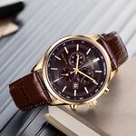 CITIZEN 星辰 亞洲限定款 光動能三眼計時手錶 送禮-咖啡x玫瑰金/42mm AT2573-07X, , large