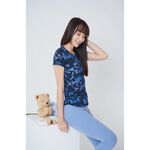 YOGA FLOW Burn Out T shirt - 極簡圓領燒花罩衫 - 湛藍 Blue Ore, , large