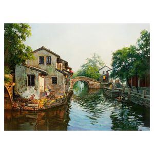 【御畫房】江南水鄉 國家一級畫師手繪油畫80×110cm(VF-64)