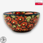 【SOLO Vintage】Cerraf Polish Pottery 16cm Bowl Crimson Sunset Floral Whisper Series Made in Poland, , large