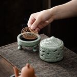 【A&R】招財開運 陶瓷祥雲江山三足鼎香爐 - 萬重山, , large