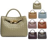 SPRING-時尚手工編織肩背包 簡約質感手提小方包-多色, , large