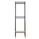 【Y HOUSE】60x30x210cm Pine Three-Layer Double Rod Wardrobe with Wheels - Black, , large