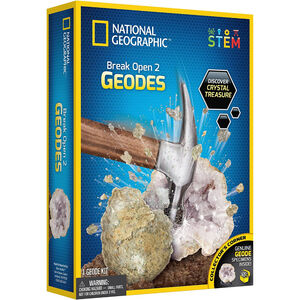 NATIONAL GEOGRAPHIC 國家地理 發現水晶寶藏(敲開原石發現水晶)-2入原石