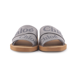 CHLOE' WOODY FLAT MULE 亞麻平底拖鞋36/象灰色, , large