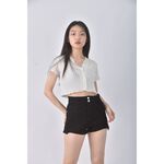 (S) newdu高腰丹寧牛仔質感黑色短褲二手衣, , large