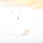 【Angel & Me】Oval Rose quartz crystal pink simple bracelet Valentine Day, , large