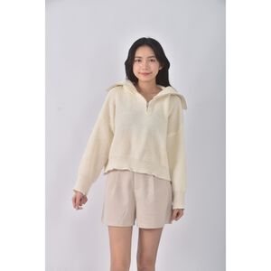 (F) 質感白色長袖上衣二手衣