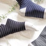 [Kaimei Cotton Industry] 6 pairs set, random and excellent, MIT made in Taiwan, antibacterial and deodorizing bamboo charcoal wide-mouth health socks, striped style, , large