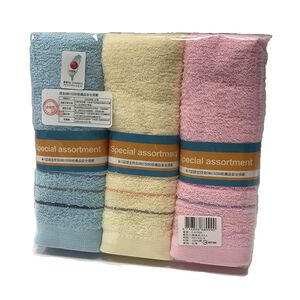 TELITA素色三緞條毛巾3入-顏色隨機出貨