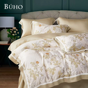 BUHO "Looking Forward to Spring - Orange" 60-count 100% TENCEL pure Tencel full-covered cotton dual-purpose quilt winter bag set - double