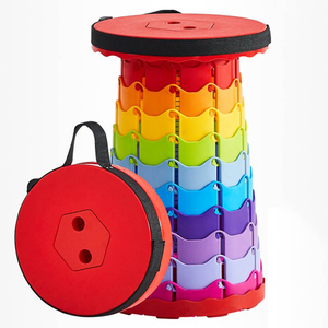 Upgraded and thickened rainbow-patterned spiral telescopic chair/stool, portable folding chair, fishing chair, queue chair, barbecue/camping folding telescopic chair, 150 kg load capacity.